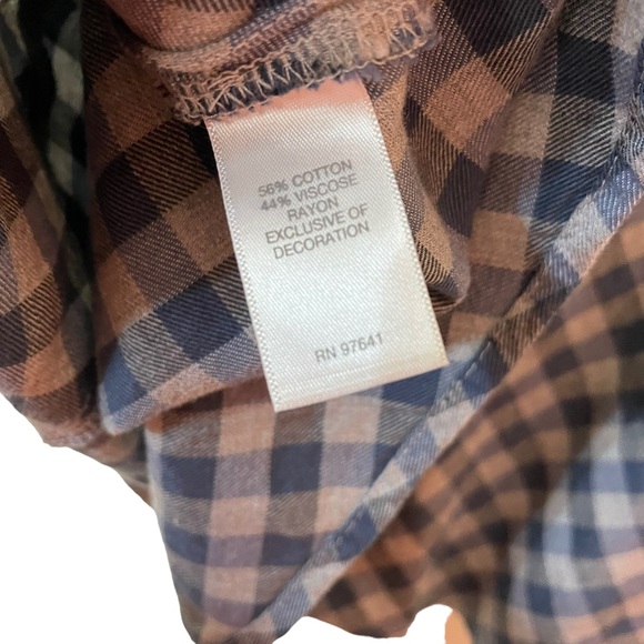 JJill Plaid Oversized Blouse Top Blue Gray Flowing Size Petite Small Long Sleeve - Picture 13 of 16